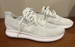 Nike Free RN Flyknit 2017 Women's Size 9.5 Running Shoes Triple White CLEAN
